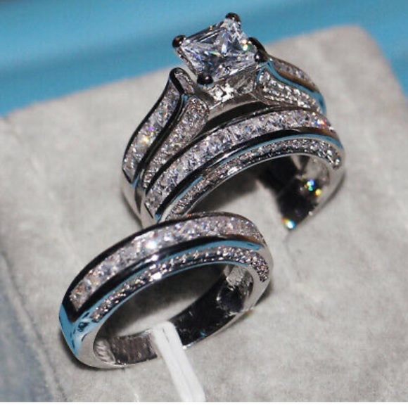 NWT LUXURY 925 STERLING SILVER THREE RINGS SET - Picture 3 of 10